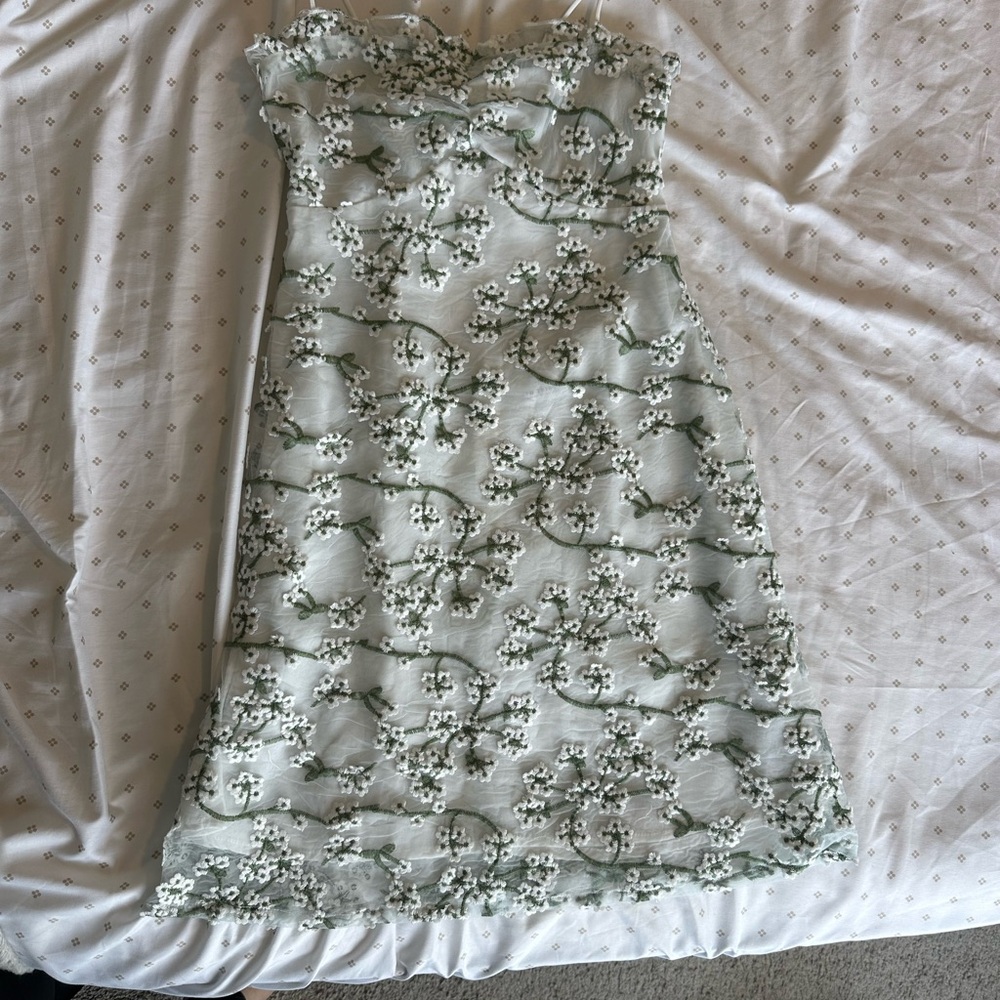 12th Tribe Green Floral Lace Dress